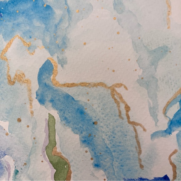 Abstract Waterfall Original Art Watercolor Landscape Painting - Picture 13 of 16